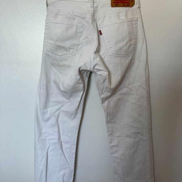 perfectly worn Levi's 501s straight leg white jeans 32x32 - Picture 3 of 4